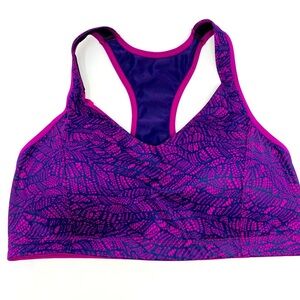 Women’s Moving Comfort Purple and Pink Racerback Sports Bra Size Large